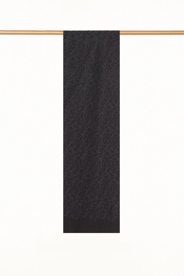 Black Viscose Shawl with Mixed Pattern
