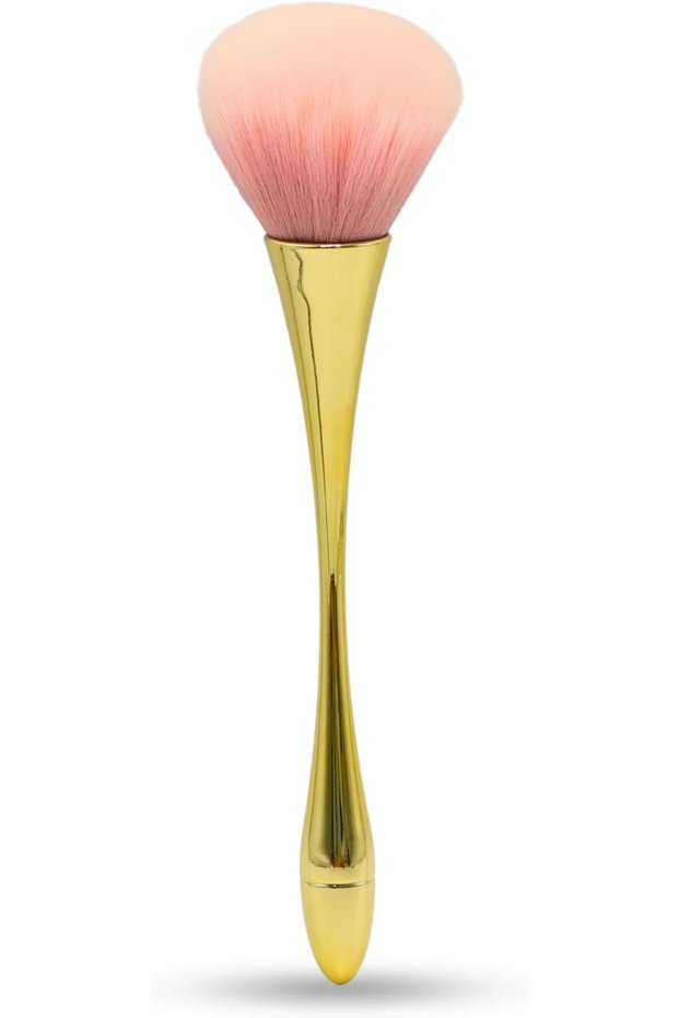 Nail Dust Removal Brush | Premium Effortless Vegan for Acrylic and Gel Nails | Manicure & Pedicure Clean Up Tool | Soft Bristles | Cruelty-Free | Eco-Friendly | Gold Pink