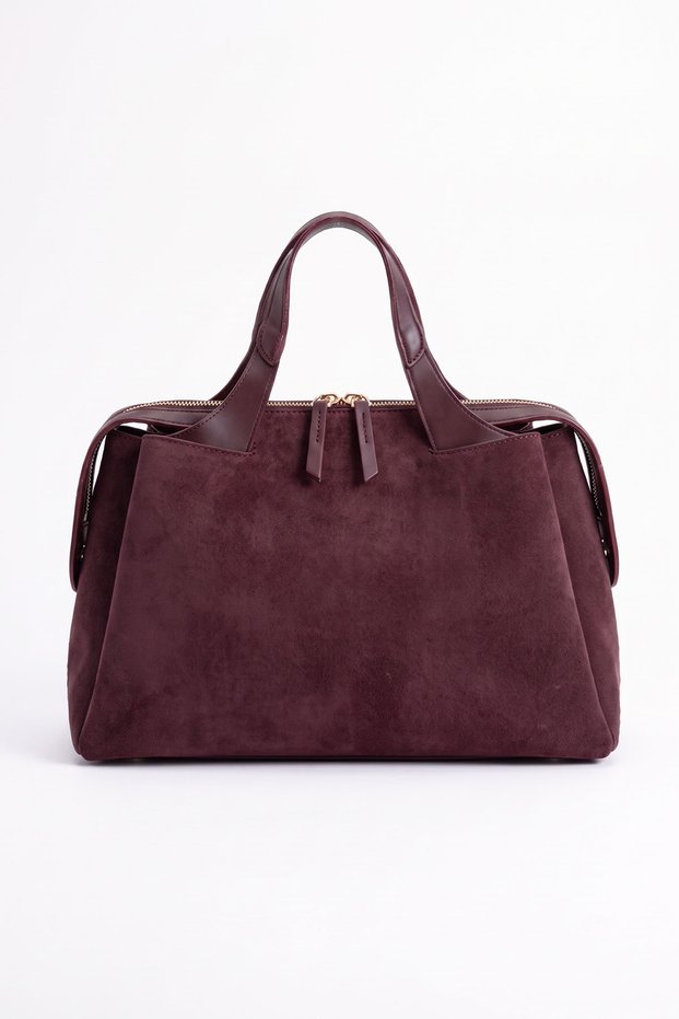 1206 Burgundy Suede Women's Shoulder Bag