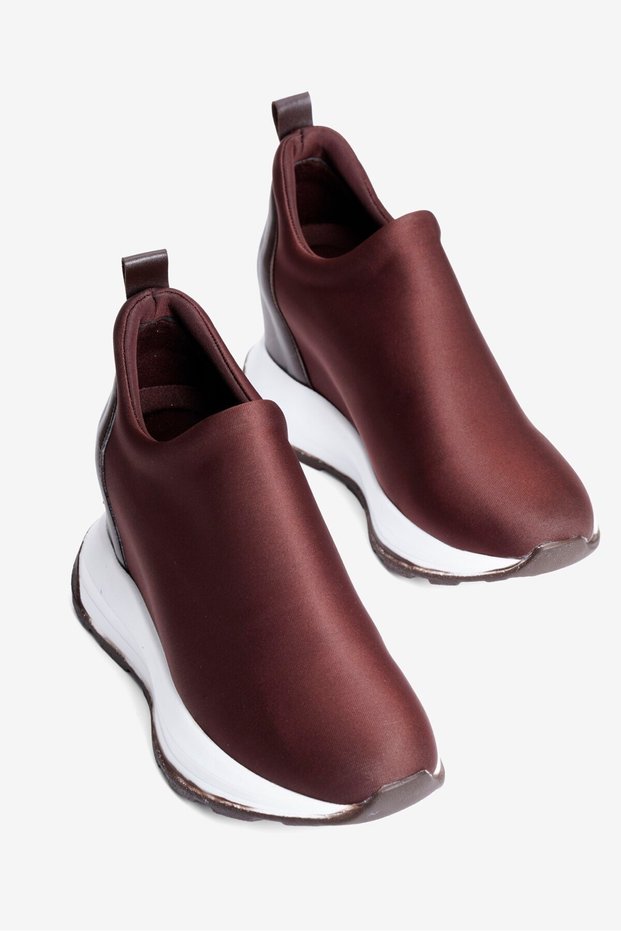 Women's Stretch Sneakers with Hidden Heels and Thick Soles, Tulea Brown
