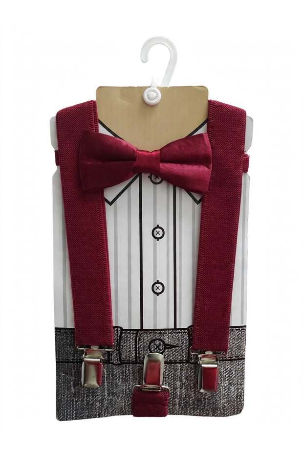 Children's Bow Tie and Suspenders Set, Ages 1–9, Adjustable Strap, Birthday, Burgundy