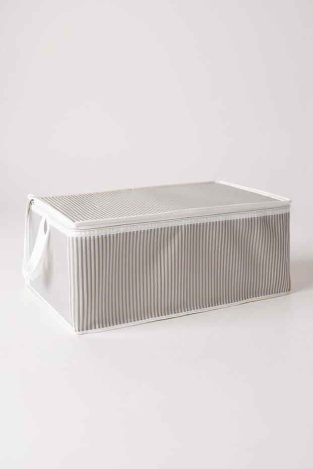 Gray Striped Zippered Storage Bag Pillow-Quilt-Clothing Organizer Storage Bag 64*45*22 cm