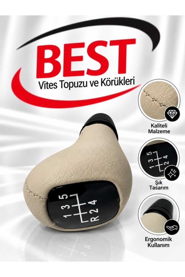 Mercedes W124-201 (190-200-250-300 E D) Manual Gear Shift Knob, Beige Leather (5-Speed)