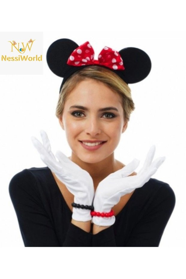 Mey Import ® Red Bow Minnie Mouse Crown and White Gloves Set