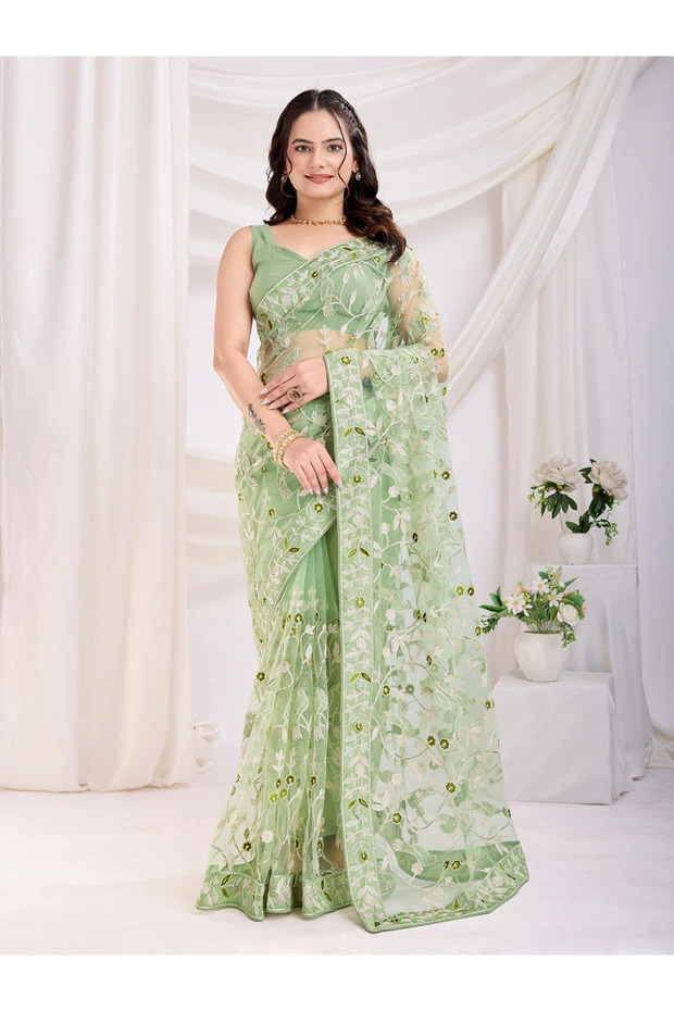 Luxury Soft Net Embroidery Saree| Fall and Pico Stitched | Vivirasmi| Designer Ethnic Wear for Women