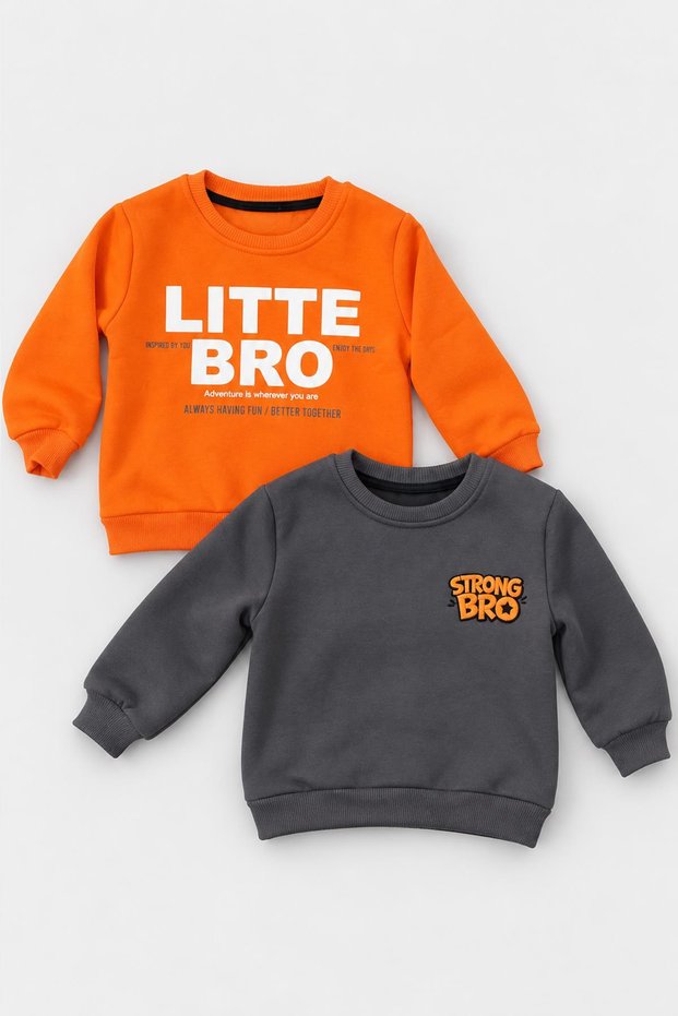 Boys' 2-Pack Winter Sweatshirt Set with Print and Embroidery