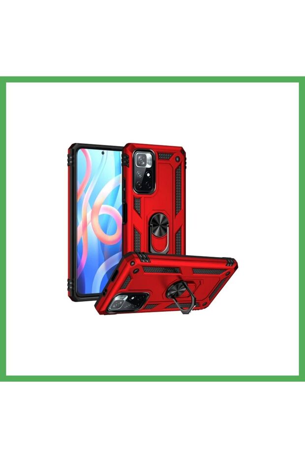 غطاء سيليكون "سوفيا" بتصميم حلقة لجهاز Redmi Note 11T - أحمر، من BEZOSS.
