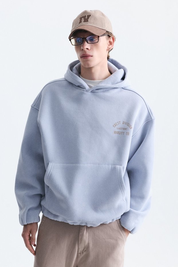 Oversize printed hooded sweatshirt
