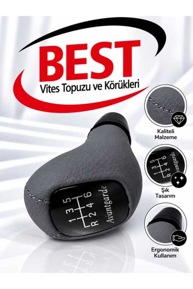 Mercedes W202/203/209/210/211 Manual Gear Shift Knob, Gray Leather (AVANTGARDE 6-SPEED)