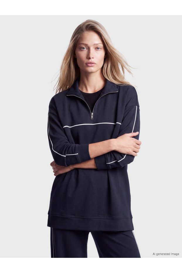 Rmz Gi̇yi̇m Farkiyla Soft Touch Loose Fit Women's Sweatshirt Tunic