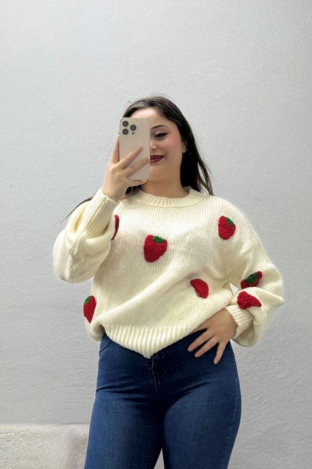 Women's Patterned Knit Sweater, Ecru