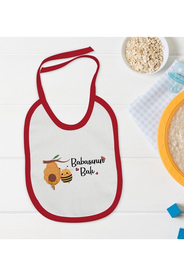 BK Kids "Dad's Honey" Design Red Baby Bib - 1 en124458