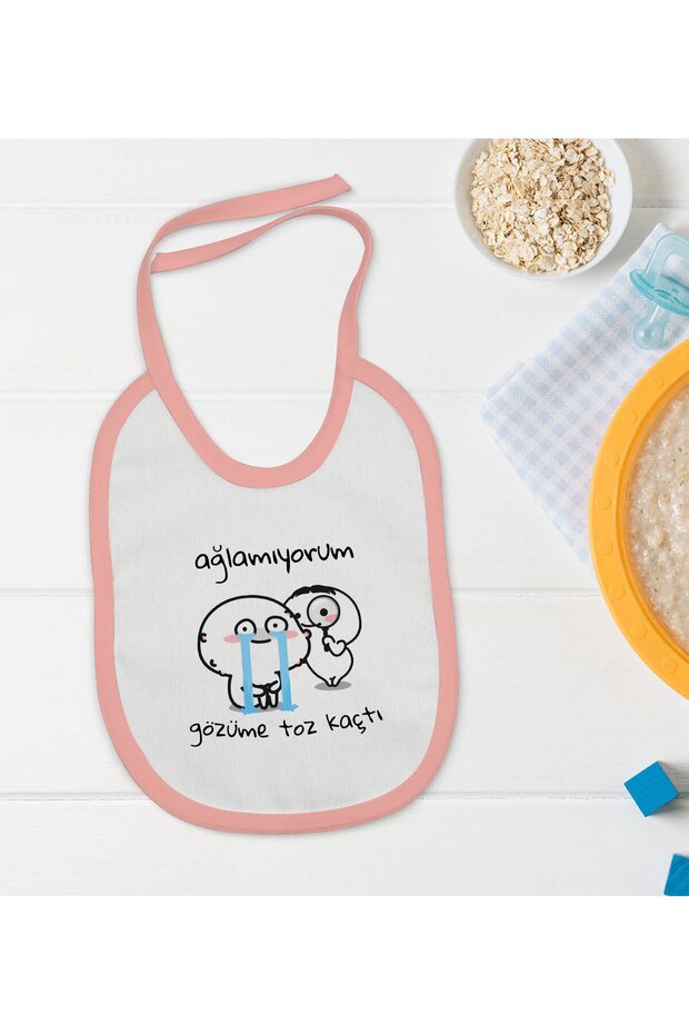 BK Kids Pink Baby Food Bib with Dust in My Eyes Design-1