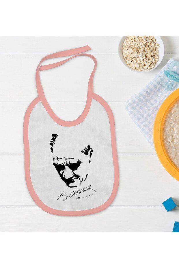 BK Kids Ataturk Themed Pink Baby Food Bib-25