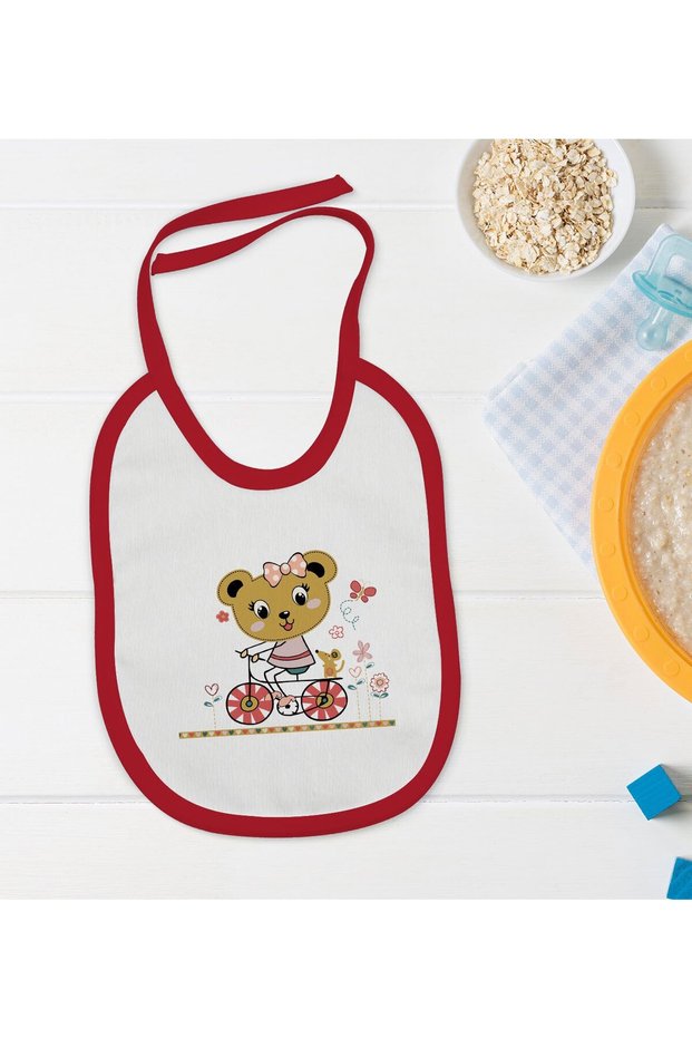 Bk Kids Cute Bear Design Red Baby Bib - 2