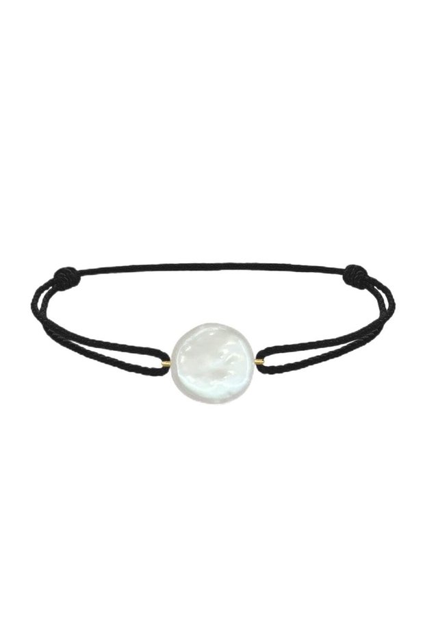 18Kt Gold Rope Bracelet with Coin Pearl B1YP35