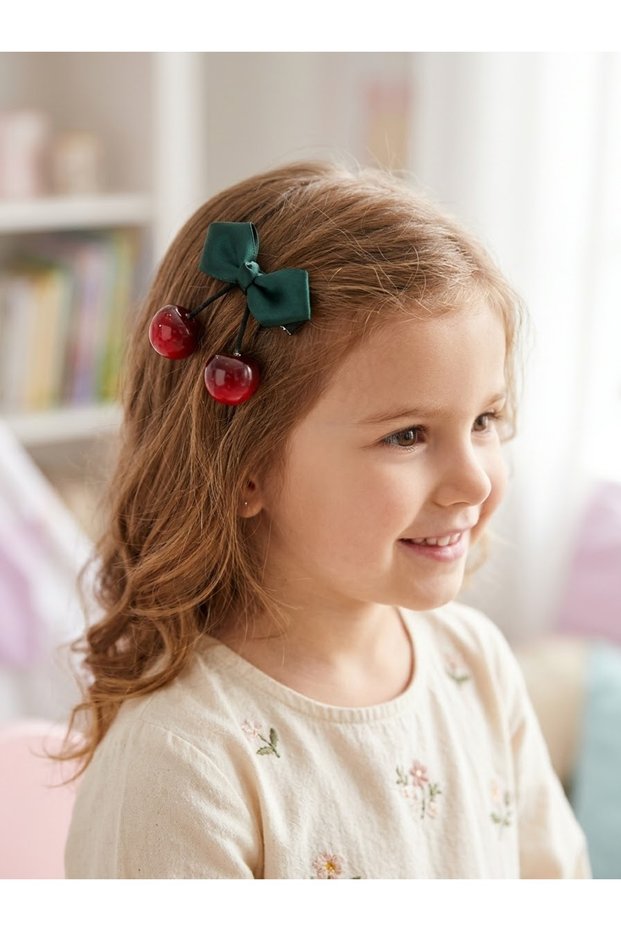 Cherry-Shaped Buckled Hair Clip - For Girls