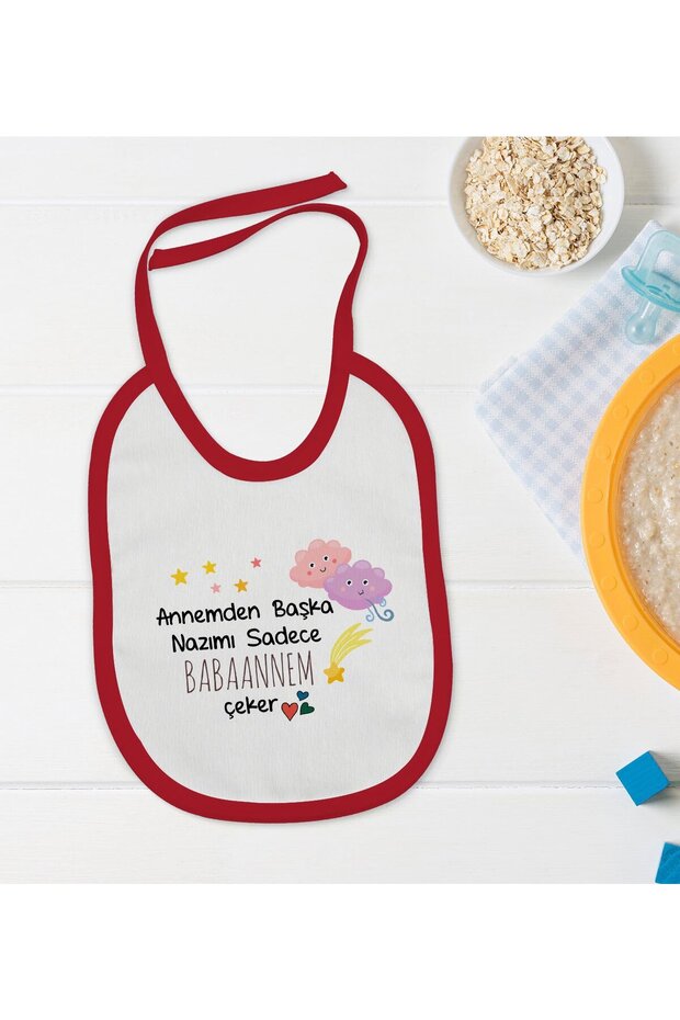 BK Kids "My Grandma" Design Red Baby Bib - 1