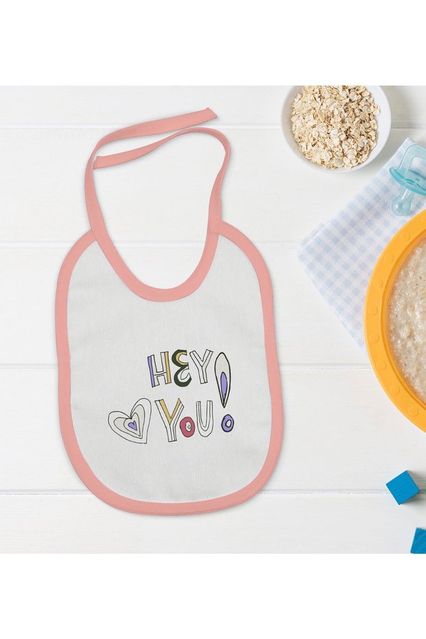 BK Kids "Hey You" Design Pink Baby Bib