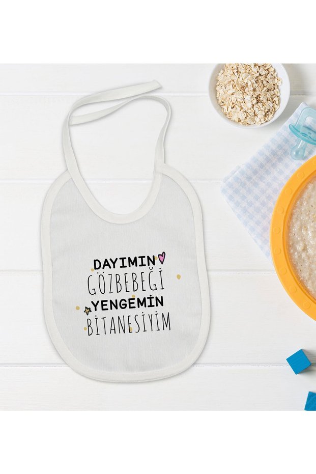 BK Kids "My Uncle's Pride and Joy" Design White Baby Bib - 1