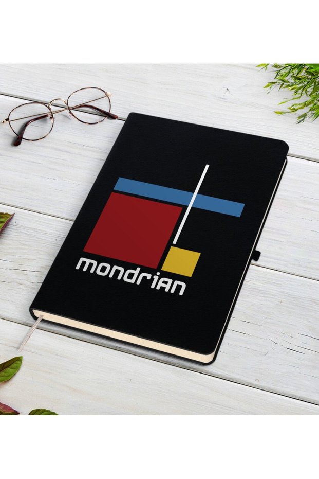 Black Notebook with Mondrian Design