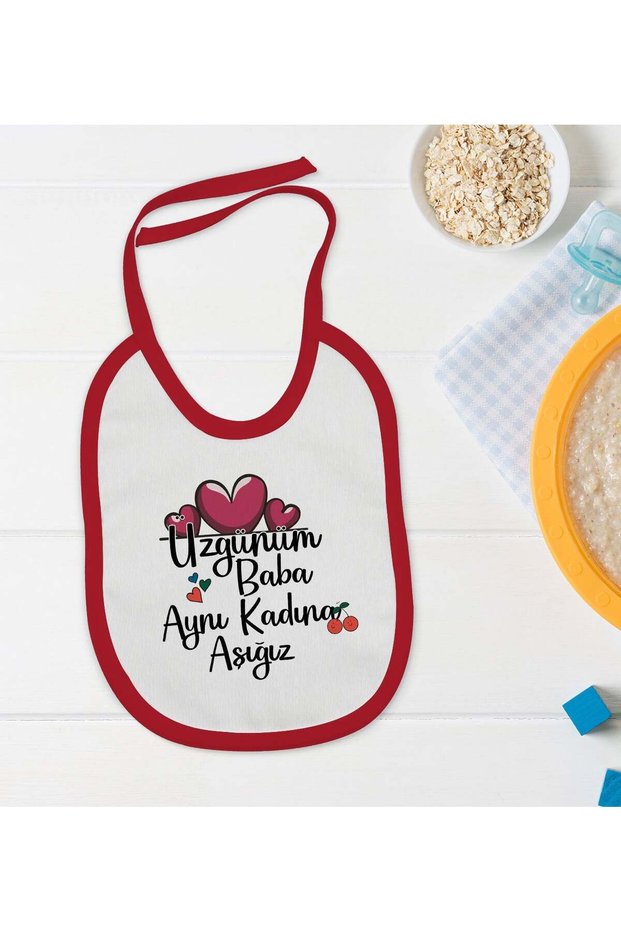 BK Kids "We're Both in Love with the Same Woman" Red Baby Bib - 2