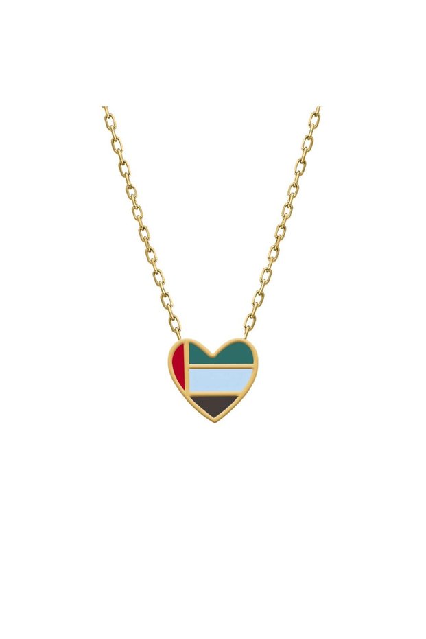18Kt Gold Heart of Union Necklace with Enamel N1YEN6