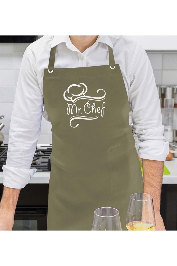 Professional Chef Designed Khaki Green Kitchen Apron, Cook Apron, Chef Apron, Home Gift, A