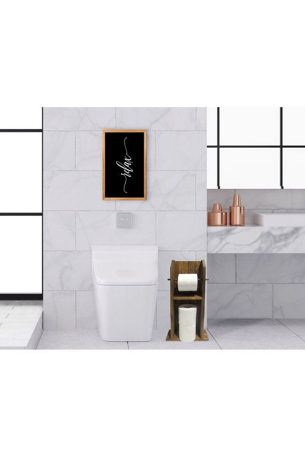 BK Home Natural Solid Wood Toilet Paper Holder and Decorative Retro Wooden Picture Frame Set-14