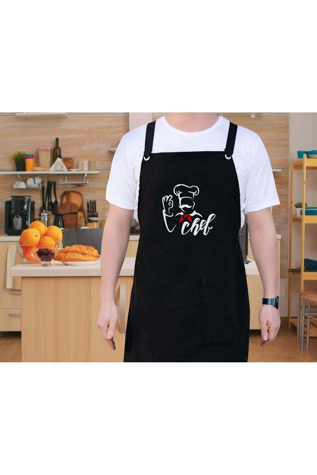 Professional Black Kitchen Apron, Cook's Apron, Chef's Apron, Housewarming Gift, Gift for a Friend-1