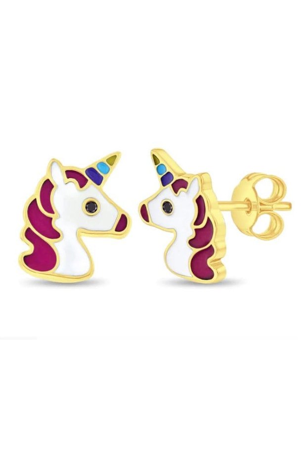 , Diamond Earrings, Unicorn, Black Diamonds 0.1 CT, Playful Elegant Design