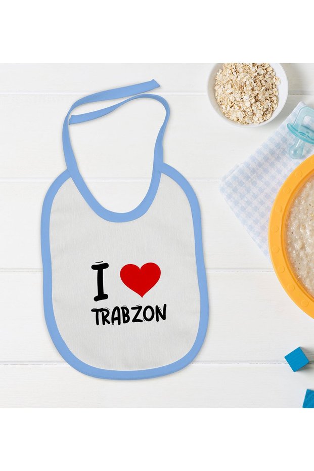 BK Kids "I Love Trabzon" Blue Baby Bib - Model 1 en121514