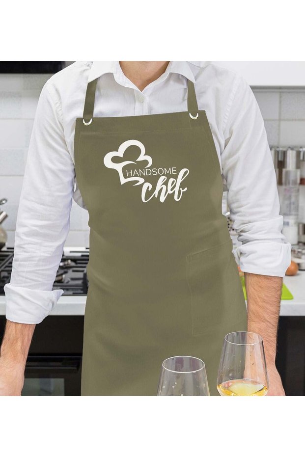 Professional Chef Designed Khaki Green Kitchen Apron, Cook Apron, Chef Apron, Home Gift, A