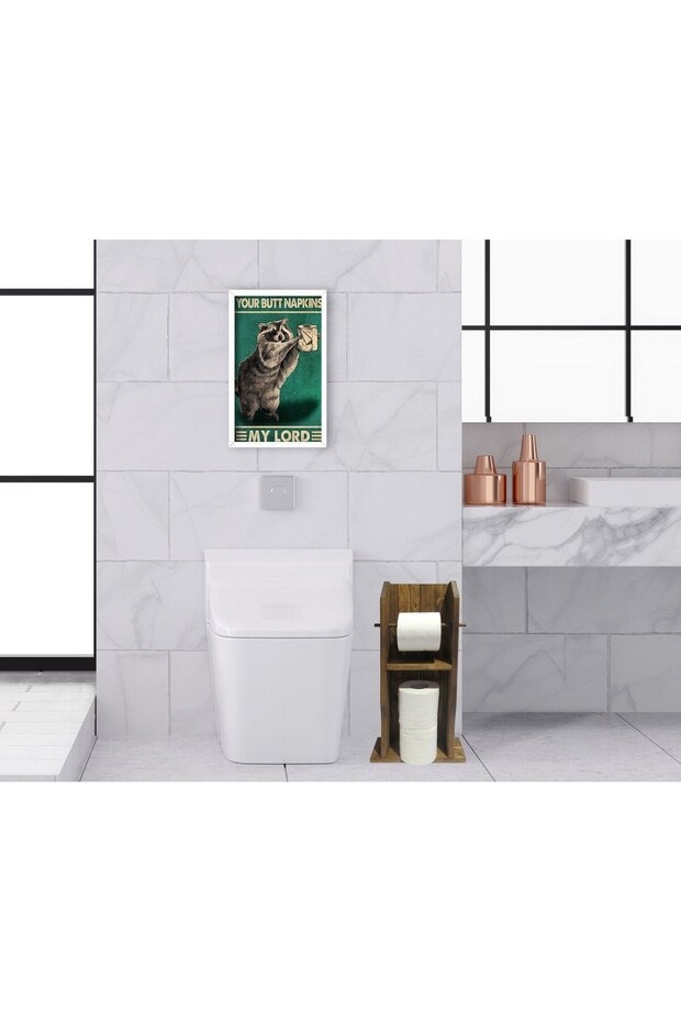 BK Home Natural Solid Wood Toilet Paper Holder and Decorative Wooden Picture Frame Set with White Frames—Set of 6