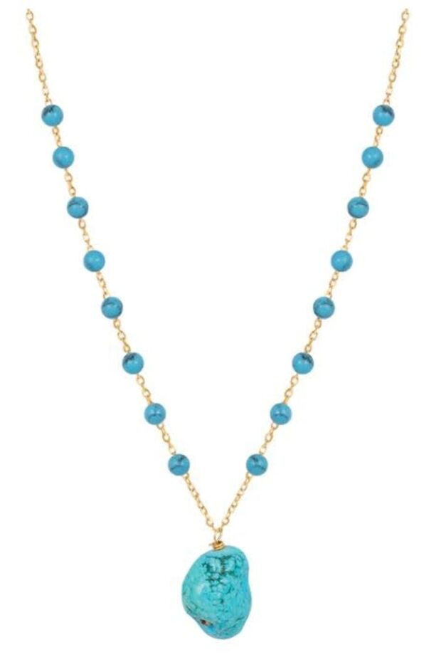 , Necklace, Blue Feyrouz Stone, Adjustable 37–40cm, Elegant Gift Design