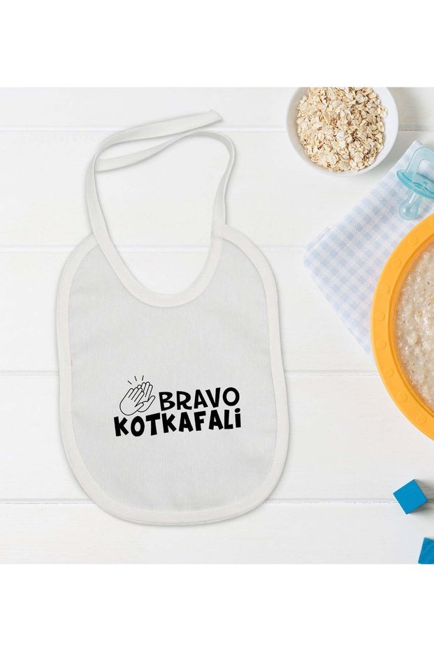 BK Kids Bravo White Baby Bib with Whale Design - 1