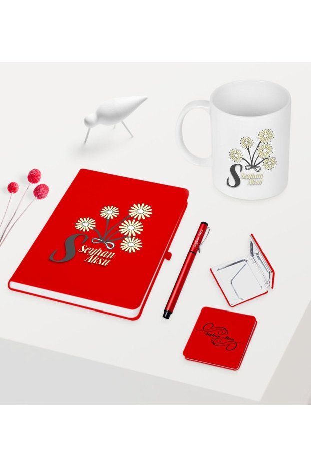 Special Red Notebook Pencil Mug Mirror Set for Women's Day - 15