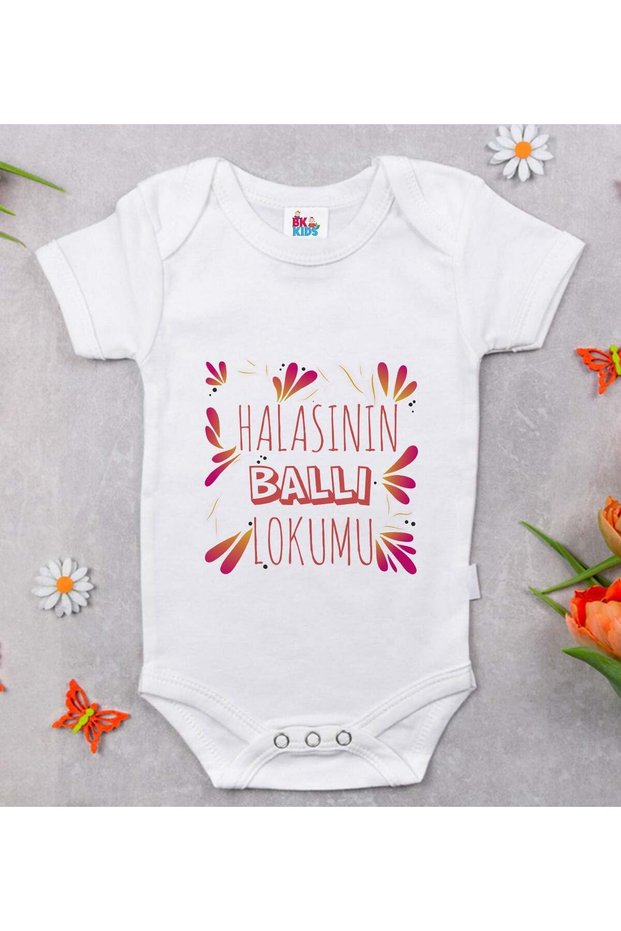 BK Kids White Baby Bodysuit with "Auntie's Honey Lokum" Design - 1, 0-3 Months, 65968660