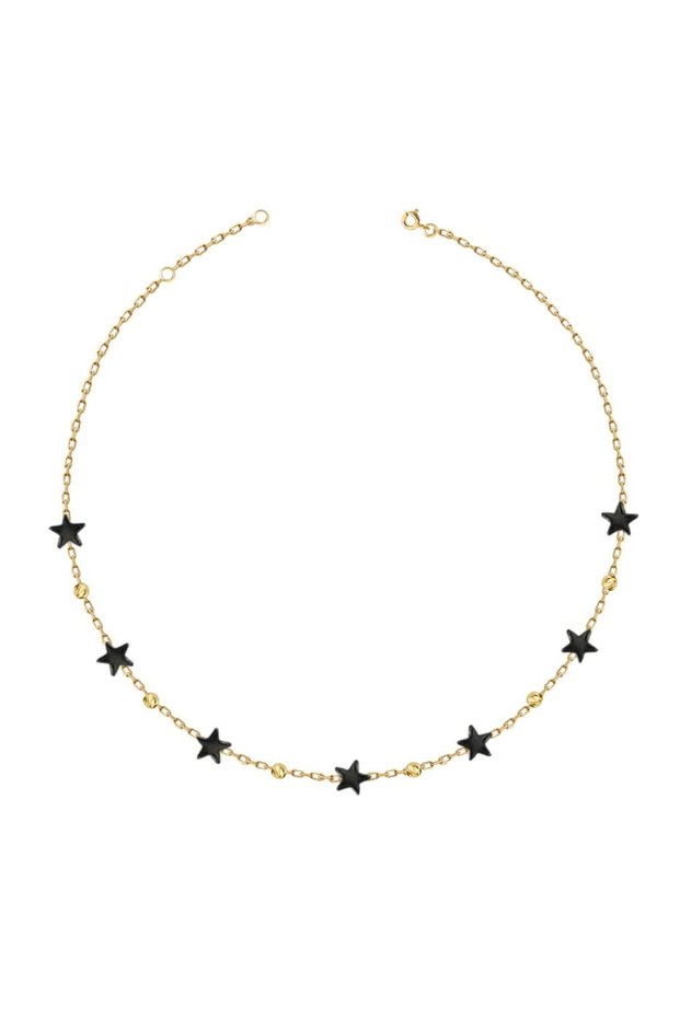 18Kt Gold Necklace with Hematite Stars N1YK229