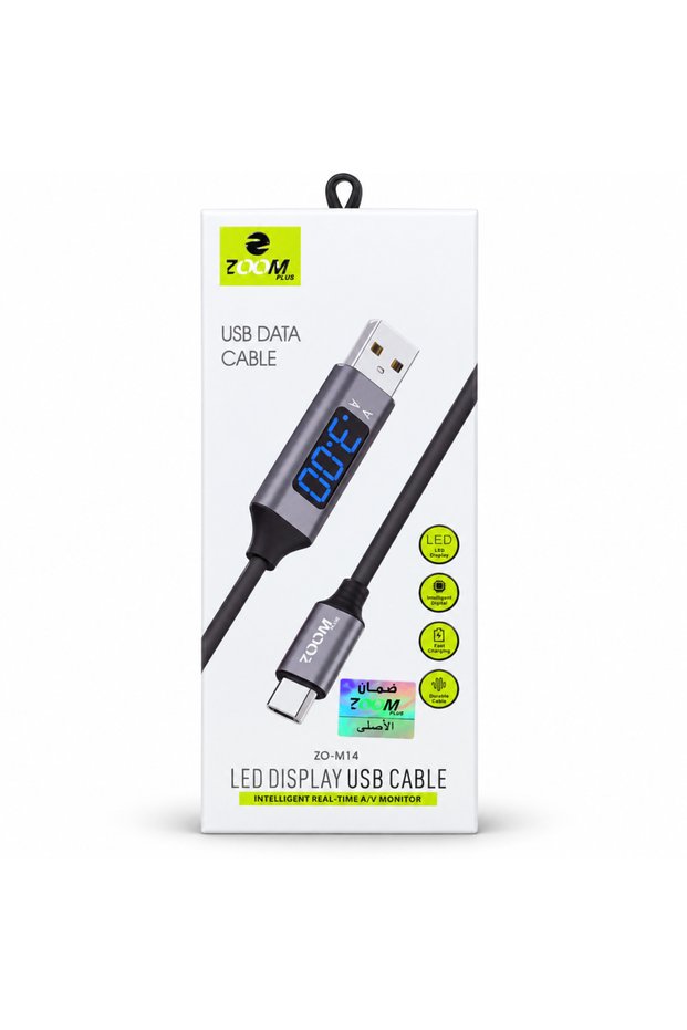 كابل ZO-M14 لنقل البيانات والشحن السريع من USB-A إلى USB-C مع شاشة LED
