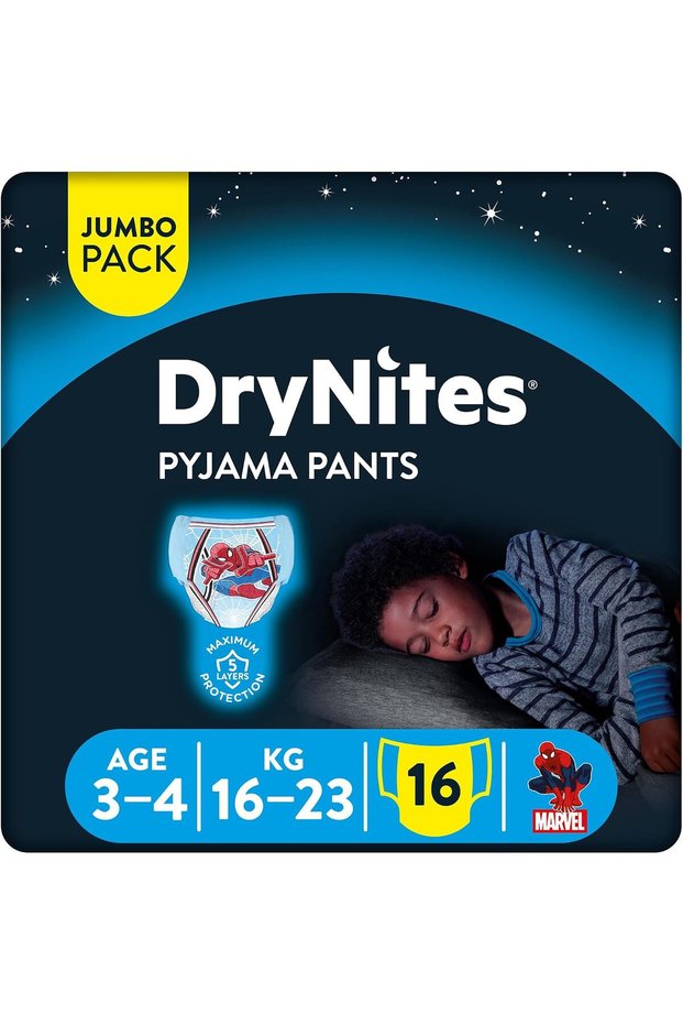 DryNites Pyjama Pants, 3-5 years, Bed Wetting Diaper, Boy, 16-23 kg, Jumbo Pack, 16 Pants