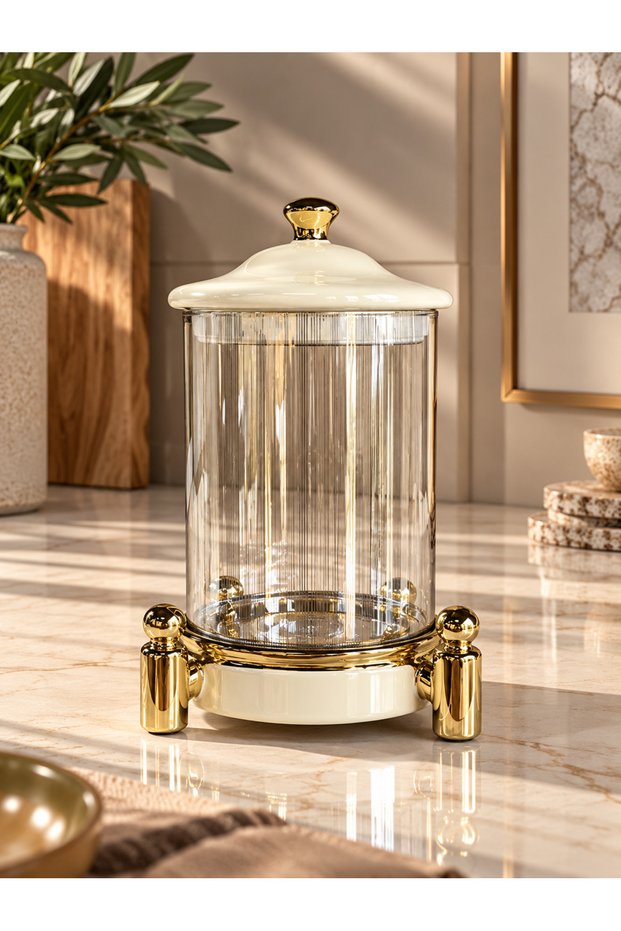 Royal Gold Large Decorative Glass Jar