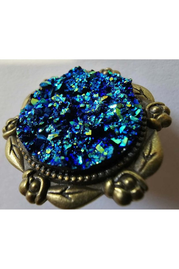 Large statement ring, floral model with sparkling resin insert