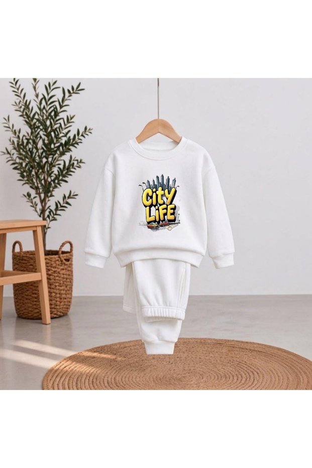 City Life Printed Crew-Neck Sweatshirt for Girls and Boys