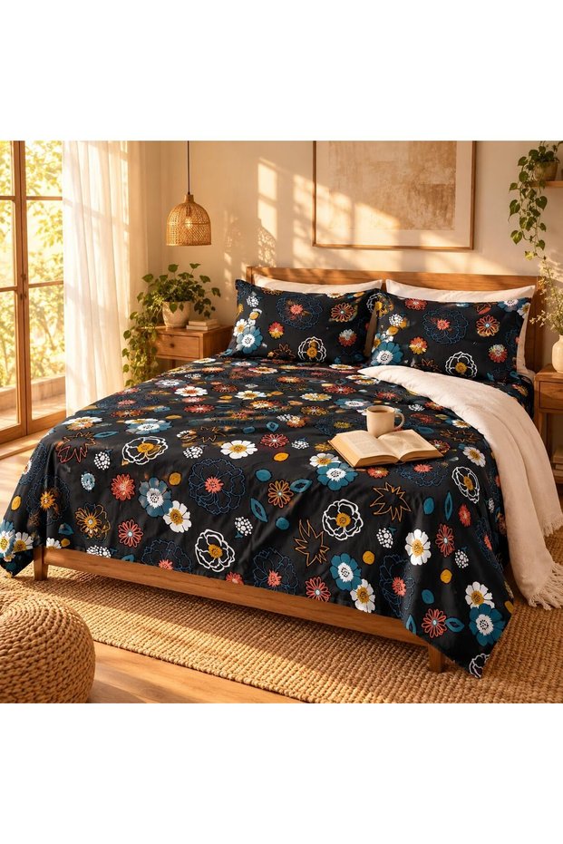 King Size Flat Bedsheet Set, 3 Pieces, 260 x 240 cm (Teal Blue)