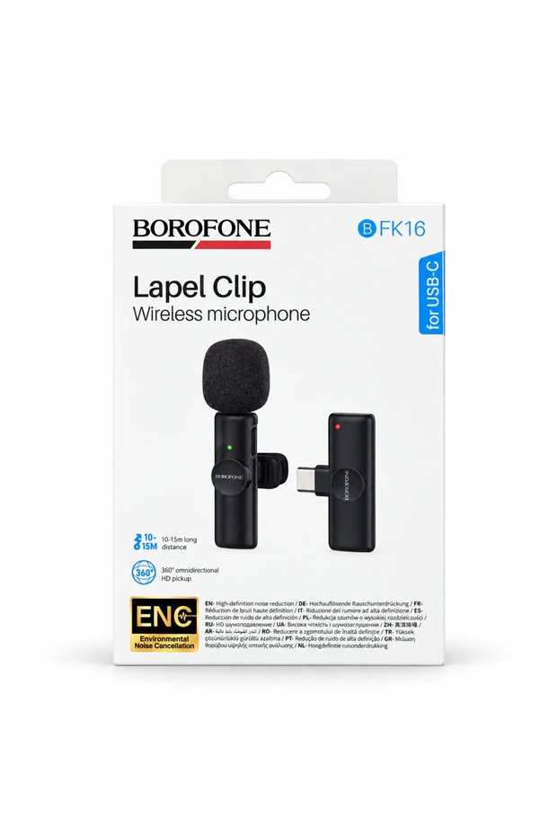 FK16 Wireless Lapel Microphone with USB-C Receiver, Black