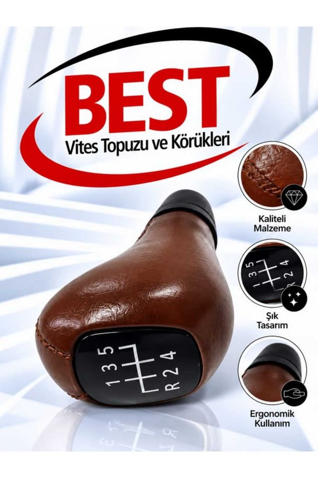 Mercedes W124-201 (190-200-250-300 E D) Manual Gear Shift Knob, Wood-Look, Brown Leather (5-Speed)