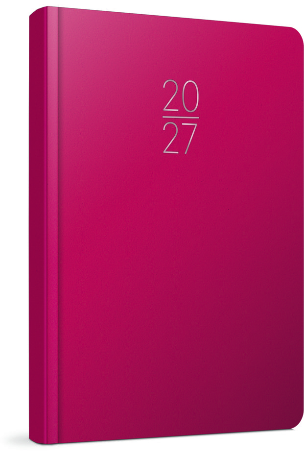 2027 Planner 102-ECK 14x20 cm Checked Daily Planner, Cloth-Bound, Hardcover, Red