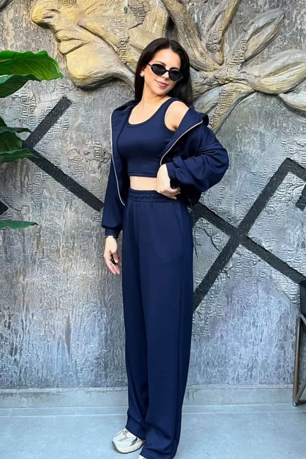 Modal Ruched Sweatshirt and Pants Set SUN620