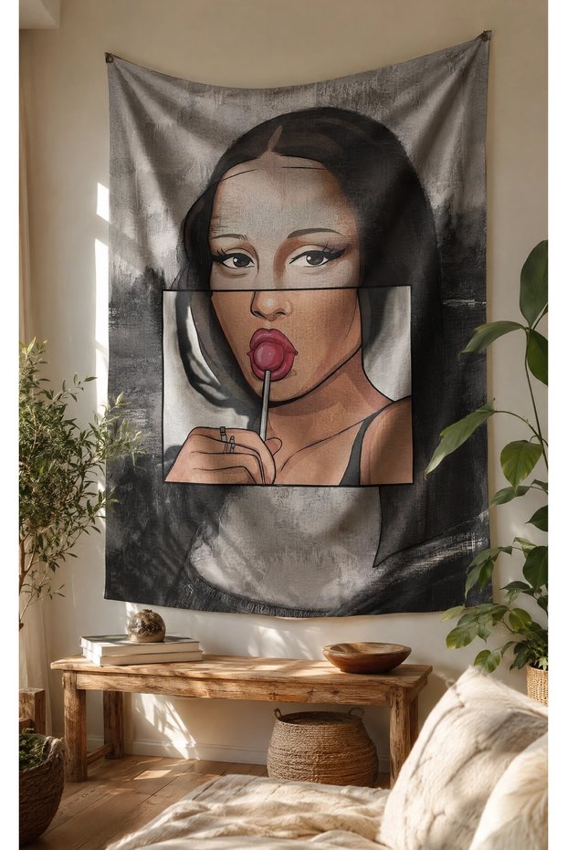 Modern Art: Mona Lisa with a Lollipop—Pop Art & GTA-Style Decorative Wall Hanging